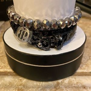 Bomb party bracelet stack “Icicle shimmer”